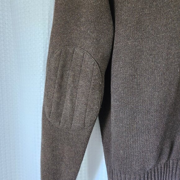 Tommy Hilfiger Sweater Size Medium Knit Brown 1/4 Zip Pullover Patched Elbows - Picture 9 of 10